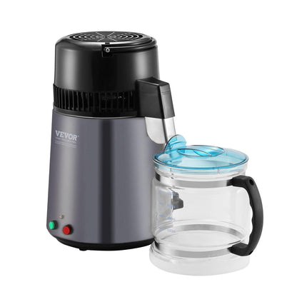 Water Distiller, 4L 1.05 Gallon Pure Water Purifier Filter For Home Countertop, 750W Distilled Water Maker, Stainless Steel Interior Distiller Water Making Machine to Make Clean Water, Gray.