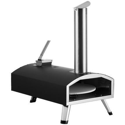 Outdoor Pizza Oven, 12" Wood Fired Pizza Ovens, Pellet Pizza Stove with Built-in Thermometer, with Thickened Cordierite, Rotating Pizza Stone, Carry Bag, Shovel, Portable Pizza Maker for Outside Backyard Patio Camping Black.