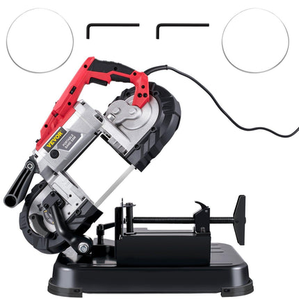 Portable Band Saw,with Removable Alloy Steel Base Cordless Band Saw,127mm Cutting Capacity Hand held Band Saw,Variable Speed Portable Bandsaw, 10Amp Motor Deep Cut Band saw for Metal Wood.