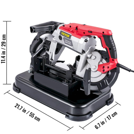 Portable Band Saw,with Removable Alloy Steel Base Cordless Band Saw,127mm Cutting Capacity Hand held Band Saw,Variable Speed Portable Bandsaw, 10Amp Motor Deep Cut Band saw for Metal Wood.