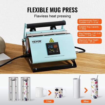 2 in 1 Tumbler and Hat Heat Press Machine Heat Machine for Caps Hats Mugs.