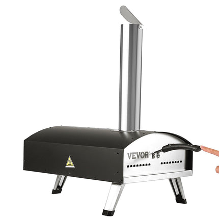 Outdoor Pizza Oven, 12-inch, Wood Pellet and Charcoal Fired Pizza Maker, Portable Outside Stainless Steel Pizza Grill with Pizza Stone, Waterproof Cover, Shovel, Wood Burner for Backyard Camping.