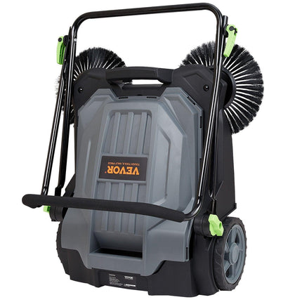 Walk-behind Hand Push Floor Sweeper 25.6" Width 5 Gallon Waste Container.