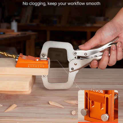 Pocket Hole Jig Kit, 12 mm to 48 mm Adjustable, Jig Pocket Hole System with Step Drill, Hex Wrench, Drill Stop Ring, Square Drive Bit, Plugs and Screws, Reinforced Metal Frame, for Woodworking.