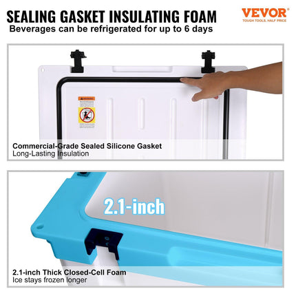 Insulated Portable Cooler, 65 qt, Holds 65 Cans, Ice Retention Hard Cooler with Heavy Duty Handle, Ice Chest Lunch Box for Camping, Beach, Picnic, Travel, Outdoor, Keeps Ice for up to 6 Days.