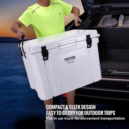 Insulated Portable Cooler, 65 qt, Holds 65 Cans, Ice Retention Hard Cooler with Heavy Duty Handle, Ice Chest Lunch Box for Camping, Beach, Picnic, Travel, Outdoor, Keeps Ice for up to 6 Days.