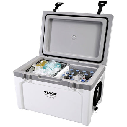 Insulated Portable Cooler, 49 L, Holds 50 Cans, Ice Retention Hard Cooler with Heavy Duty Handle, Ice Chest Lunch Box for Camping, Beach, Picnic, Travel, Outdoor, Keeps Ice for up to 6 Days.