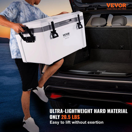 Insulated Portable Cooler, 49 L, Holds 50 Cans, Ice Retention Hard Cooler with Heavy Duty Handle, Ice Chest Lunch Box for Camping, Beach, Picnic, Travel, Outdoor, Keeps Ice for up to 6 Days.