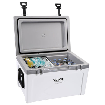 Insulated Portable Cooler, 49 L, Holds 50 Cans, Ice Retention Hard Cooler with Heavy Duty Handle, Ice Chest Lunch Box for Camping, Beach, Picnic, Travel, Outdoor, Keeps Ice for up to 6 Days.