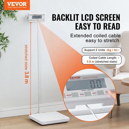 Portable Medical Scale, Professional Digital Physician Scale for Weighing - with Anti-slip Platform, 2 Units, Hold & Tare Function, 440LBS Capacity Physician Weight Scale for Gyms Homes Hospital.