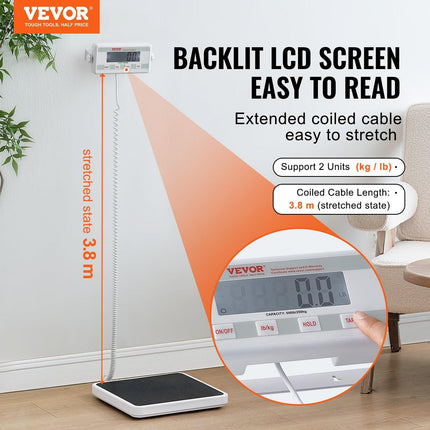 Portable Medical Scale Digital Physician Weight Scale Anti-Slip Mat 550LBS.
