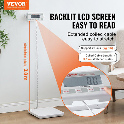Portable Medical Scale, Professional Physician Scale for Weighing - with Anti-slip Platform, 2 Units, Hold & Tare Function, Digital Physician Weight Scale for Gym Home Hospital, 440LBS Capacity.