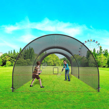 Baseball Batting Cage, Softball and Baseball Batting Cage Net and Frame, 22x12x8ft Practice Portable Cage Net with Carry Bag, Heavy Duty Enclosed Pitching Cage, for Backyard Batting Hitting Training 670CM.