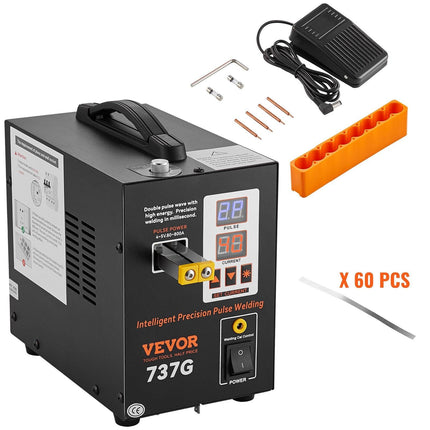 Spot Welder, 737G Pulse Spot Welder, Portable High-Power Welding Machine Soldering Station with 2 Welding Modes and LED Lighting for 0.12mm Pure Nickel.