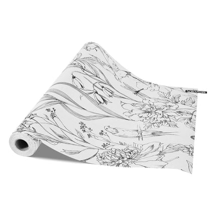 Peel and Stick Wallpaper, 45cm x 10m Contact Paper White Line Art Botanical Floral Waterpoof Self Adhesive, Easy to Clean Wall Decorative Vinyl Roll for Bedroom Kitchen Office Bathroom.