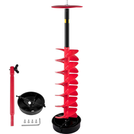 Ice Drill Auger, 8"" Diameter Nylon Ice Auger, 39"" Length Ice Auger Bit,Auger Drill with 11.8"" Extension Rod,Auger Bit with Drill Adapter,Top Plate & Blade Guard for Ice Fishing Ice Burrowing.