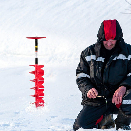 Ice Drill Auger, 8"" Diameter Nylon Ice Auger, 39"" Length Ice Auger Bit,Auger Drill with 11.8"" Extension Rod,Auger Bit with Drill Adapter,Top Plate & Blade Guard for Ice Fishing Ice Burrowing.