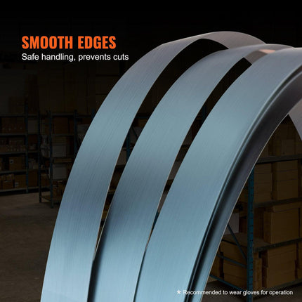 Packaging Steel Strapping Roll, 500 m Length x 19 mm Width x 0.55 mm Thickness, 770 kg Break Strength, Heavy Duty Banding Pallet Strap Coil, Portable Strong Banding Packing Metal Straps, Black.
