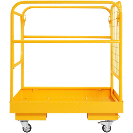 Forklift Safety Cage, 544 kg Load Capacity, 92 x 92 cm Folding Forklift Work Platform with Lockable Swivel Wheels, Drain Hole, and Device Chain, Holds 1 to 2 Adults, Perfect for Aerial Work.