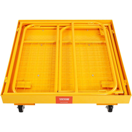Forklift Safety Cage, 544 kg Load Capacity, 92 x 92 cm Folding Forklift Work Platform with Lockable Swivel Wheels, Drain Hole, and Device Chain, Holds 1 to 2 Adults, Perfect for Aerial Work.