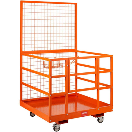 Forklift Safety Cage Work Platform 43X45in 1400lbs w/ Wheels for Aerial.