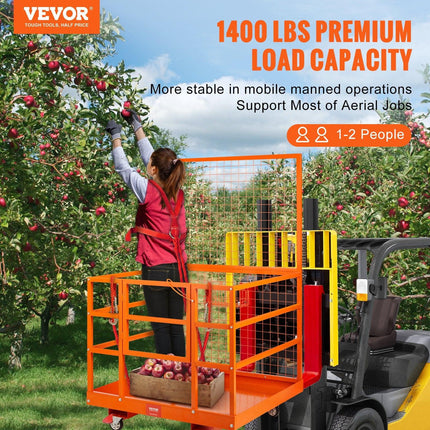 Forklift Safety Cage Work Platform 43X45in 1400lbs w/ Wheels for Aerial.