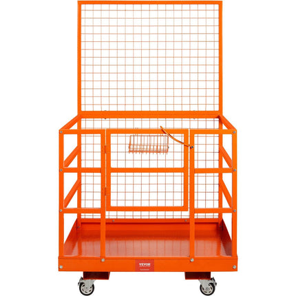 Forklift Safety Cage Work Platform 43X45in 1400lbs w/ Wheels for Aerial.