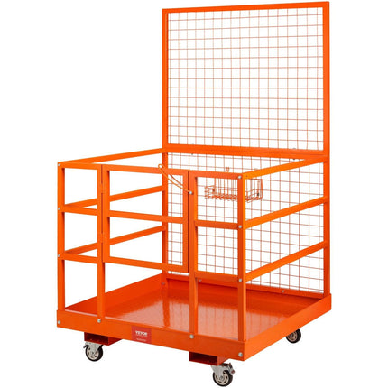 Forklift Safety Cage Work Platform 43X45in 1400lbs w/ Wheels for Aerial.