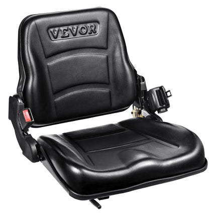 Universal Forklift Seat, Fold Down Tractor Seat with Adjustable Angle Back, Micro Switch and Retractable Seatbelt, 16-34 cm Slot Forklift Seat for Tractor Loader Excavator.