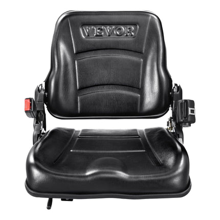Universal Forklift Seat, Fold Down Tractor Seat with Adjustable Angle Back, Micro Switch and Retractable Seatbelt, 16-34 cm Slot Forklift Seat for Tractor Loader Excavator.