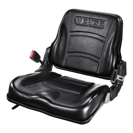 Universal Forklift Seat, Fold Down Tractor Seat with Adjustable Angle Back, Micro Switch and Retractable Seatbelt, 16-34 cm Slot Forklift Seat for Tractor Loader Excavator.