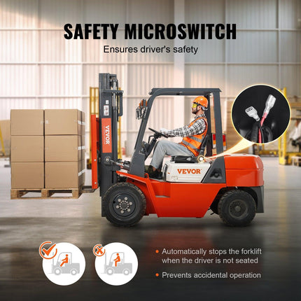 Universal Forklift Seat, Fold Down Tractor Seat with Adjustable Angle Back and Micro Switch, 16-34 cm Extended Slot Comfortable Forklift Seat for Tractor Loader Excavator.
