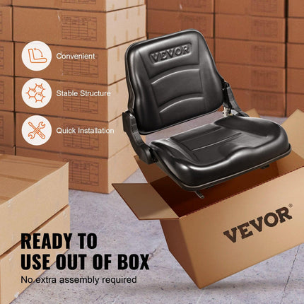 Universal Forklift Seat, Fold Down Tractor Seat with Adjustable Angle Back and Micro Switch, 16-34 cm Extended Slot Comfortable Forklift Seat for Tractor Loader Excavator.