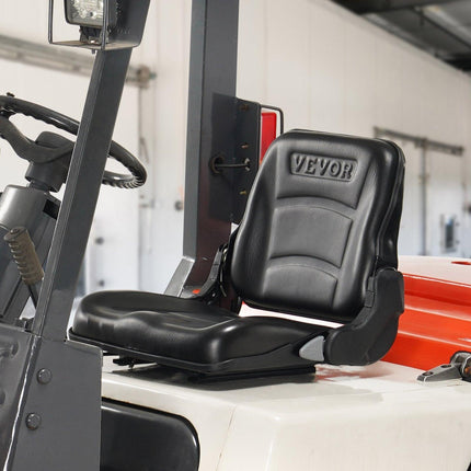 Universal Forklift Seat, Fold Down Tractor Seat with Adjustable Angle Back and Micro Switch, 16-34 cm Extended Slot Comfortable Forklift Seat for Tractor Loader Excavator.