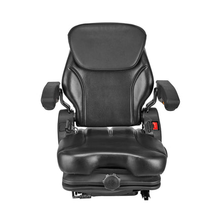 Universal Forklift Seat, Tractor Suspension Seat with Adjustable Back, Armrest, Headrest & Safety Belt, Secure Fold Down Tractor Seat with Micro Switch, Lawnmower Seat for Skid Loader Bulldozer.