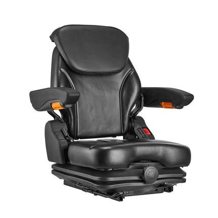 Universal Forklift Seat, Tractor Suspension Seat with Adjustable Back, Armrest, Headrest & Safety Belt, Secure Fold Down Tractor Seat with Micro Switch, Lawnmower Seat for Skid Loader Bulldozer.