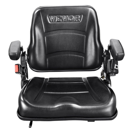 Universal Forklift Seat, Fold Down Tractor Seat with Adjustable Angle Back, Micro Switch, Seatbelt and Armrests, 16-34 cm Slot Tractor Seat for Tractor Loader Excavator.