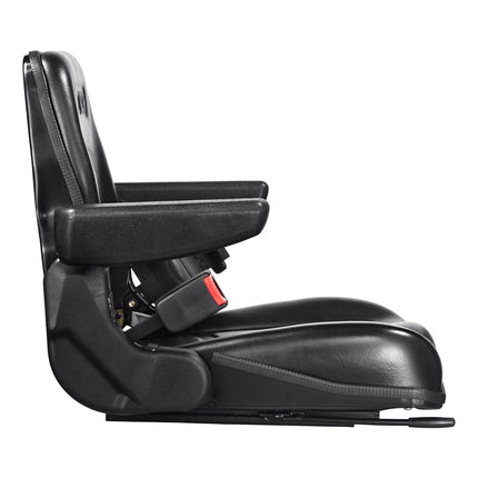 Universal Forklift Seat, Fold Down Tractor Seat with Adjustable Angle Back, Micro Switch, Seatbelt and Armrests, 16-34 cm Slot Tractor Seat for Tractor Loader Excavator.