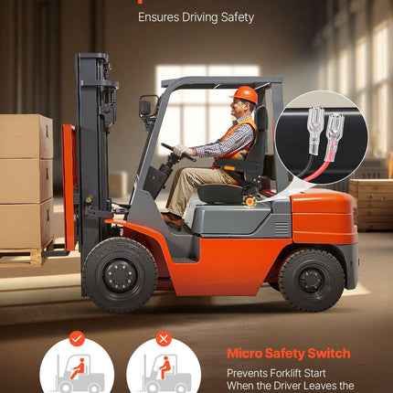 VEVOR Forklift Seat Mower Tractor Seat Adjustable Back Seatbelt & Headrest.