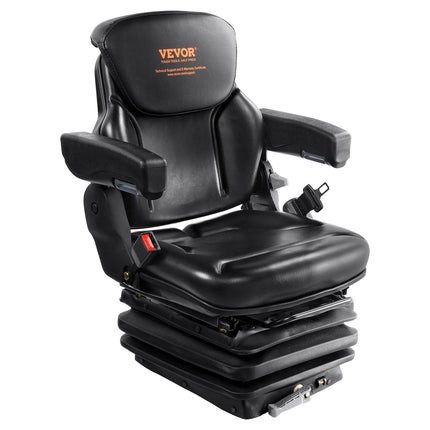 VEVOR Universal Forklift Seat Adjustable Tractor Seat with Seatbelt Armrests.