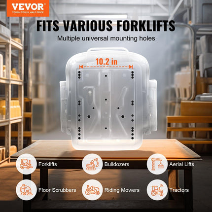 VEVOR Universal Forklift Seat Adjustable Tractor Seat with Seatbelt Armrests.