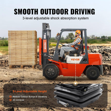 VEVOR Universal Forklift Seat Adjustable Tractor Seat with Seatbelt Armrests.