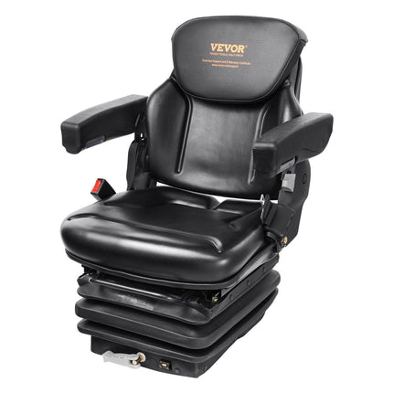 VEVOR Universal Forklift Seat Adjustable Tractor Seat with Seatbelt Armrests.