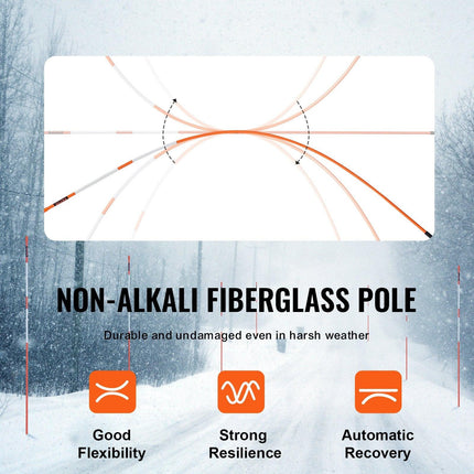 Driveway Markers, 50 PCS 121.5 cm, 0.78 cm Diameter Orange Fiberglass Poles Snow Stakes with Reflective Tape, 30 cm Steel Drill Bit & Protection Gloves for Parking Lots, Walkways Easy Visibility.