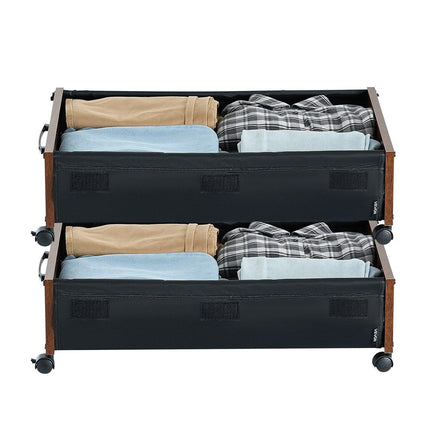 Under Bed Storage with Wheels, 650 x 460 x 180 mm Underbed Containers, Underbed Shoes Organizer with Lockable Wheels, Rolling Under the Bed Storage Bins for Clothes, Shoes, Blankets, 2 Pack.