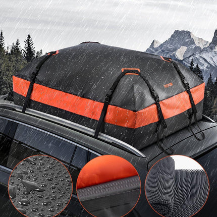 Car Rooftop Cargo Carrier Bag, 15 Cubic Feet Car Roof Cargo Carrier, 100% Waterproof Heavy Duty 840D PVC Roof Luggage Bag for All Vehicle with/without Rack- with Lock, Non-Slip Mat, 4 Door Hooks.