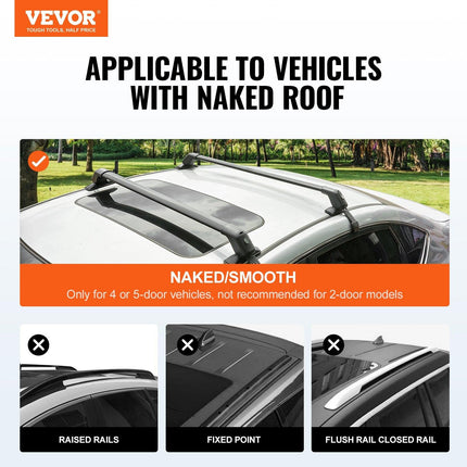 VEVOR Universal Roof Rack Crossbar for Naked Roof Vehicle Aluminum with Lock.