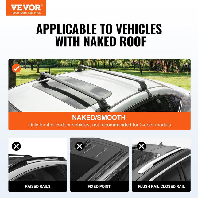 VEVOR Universal Roof Rack Crossbar for Naked Roof Vehicle Aluminum with Lock.