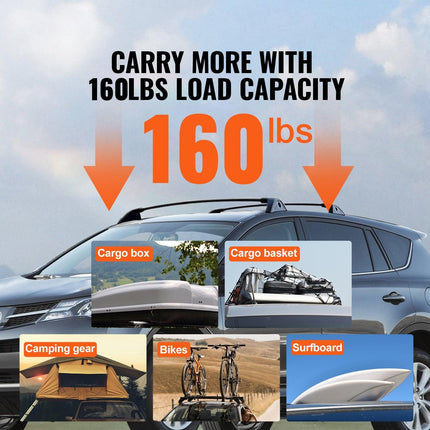 VEVOR Roof Rack Cross Bars, Compatible with Toyota RAV4 2020-2023, 160lbs Load Capacity, Aluminum Anti-Rust Crossbars with Locks, Rooftop Cargo Bag Luggage Carrier (Not Fit for Adventure/TRD Off-Road).