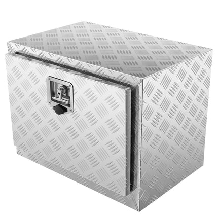 Underbody Truck Box, 24"×14"×16" Pickup Storage Box, Heavy Duty Aluminum Diamond Plate Tool Box with Lock and Keys, Waterproof Trailer Storage Box with T-Handle Latch for Truck, Van, Trailer.